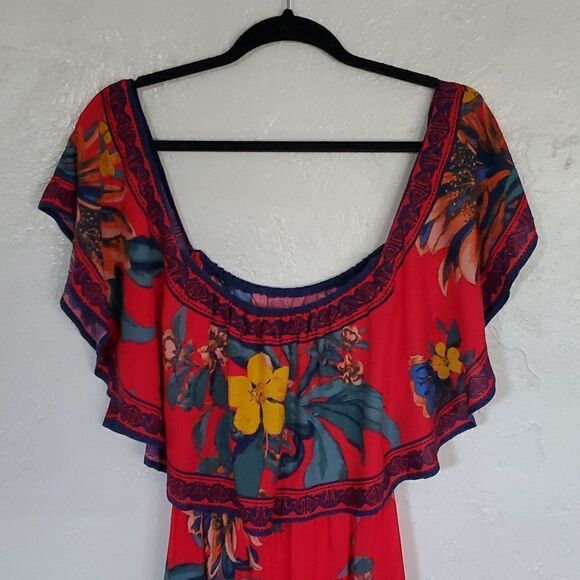 Flying Tomato Off The Shoulder Maxi Dress in Red Floral Size XS - Picture 3 of 10